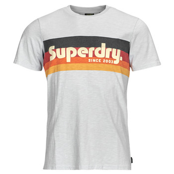 textil Hombre Camisetas manga corta Superdry CALI STRIPED LOGO T SHIRT Blanco