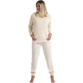 textil Mujer Pijama Admas Pijama pantalón chaqueta con cremallera Soft Home Beige