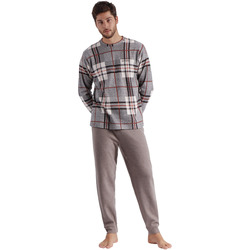 textil Hombre Pijama Admas Pantalón de pijama y camiseta manga larga Tartan Marrón