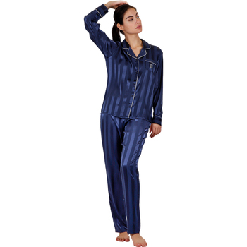 textil Mujer Pijama Admas Pijama de camisa y pantalón Satin Stripes Azul