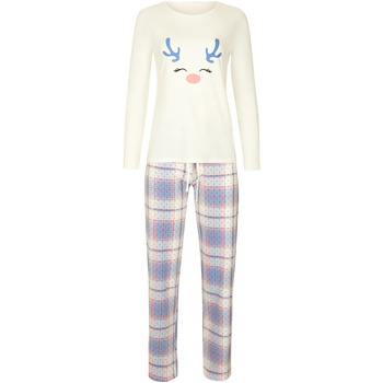 textil Mujer Pijama Lisca Holiday  Pijama pantalón top manga larga Cheek Blanco
