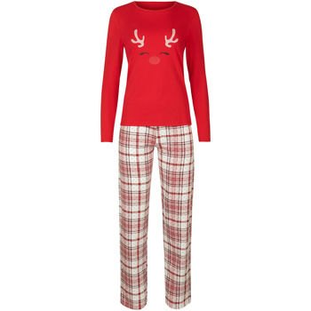 textil Mujer Pijama Lisca Holiday  Pijama pantalón top manga larga Cheek Rojo