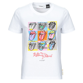 textil Mujer Camisetas manga corta Desigual TS_ROLLINGS Blanco / Multicolor