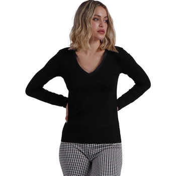 textil Mujer Tops / Blusas Admas Camiseta de manga larga Pico Raso Negro