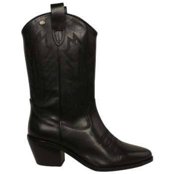 Zapatos Mujer Botas Top3 botin cowboy tacon 5cm con bordados Negro