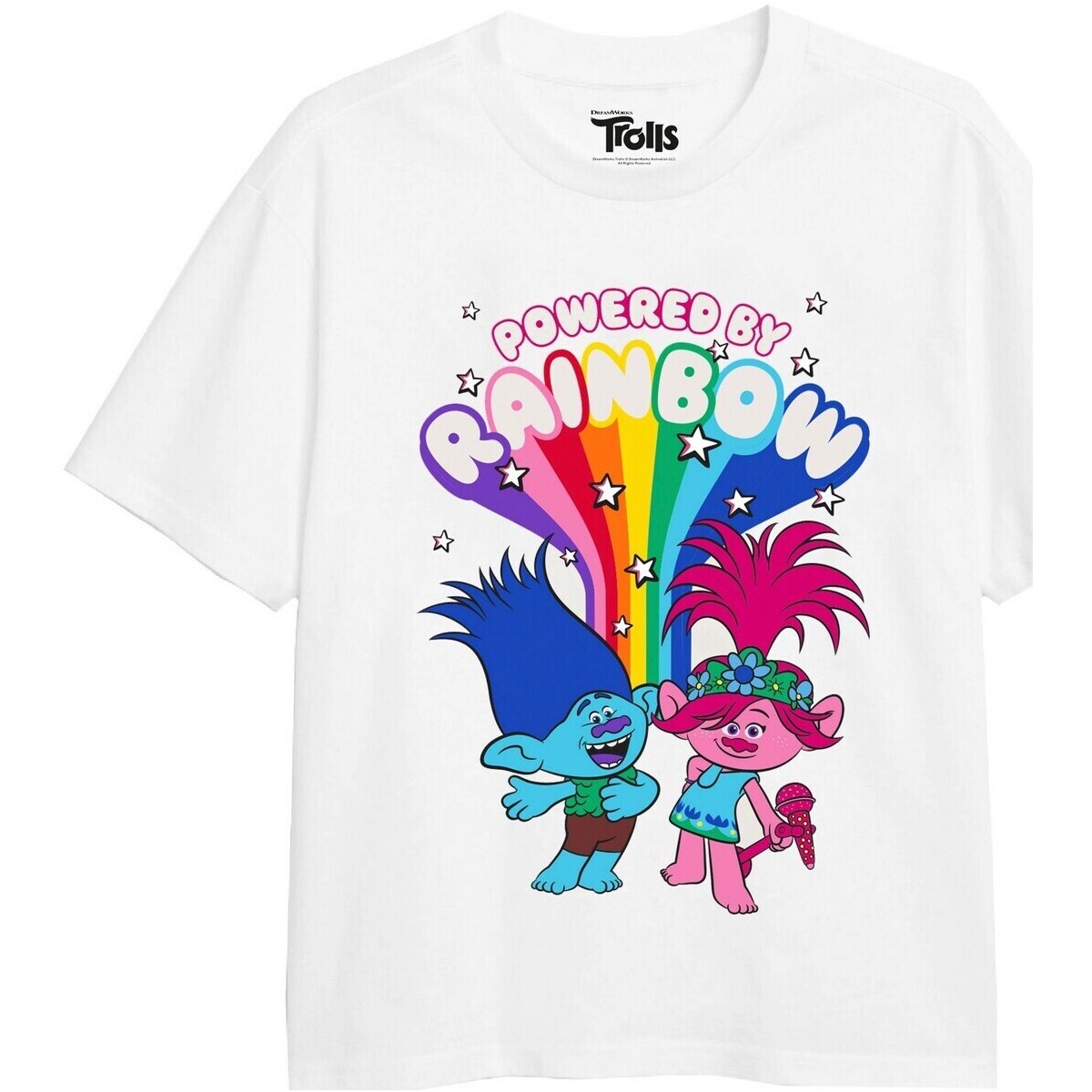 textil Niña Camisetas manga larga Trolls Powered By Rainbows Blanco