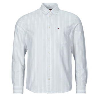 textil Hombre Camisas manga larga Tommy Jeans TJM REG OXFORD STRIPESHIRT Blanco / Azul