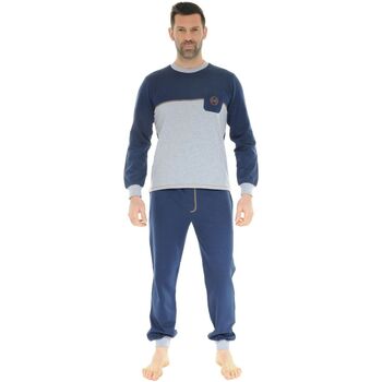 textil Hombre Pijama Christian Cane PYJAMA LONG JOGGING BLEU DORIAN Azul
