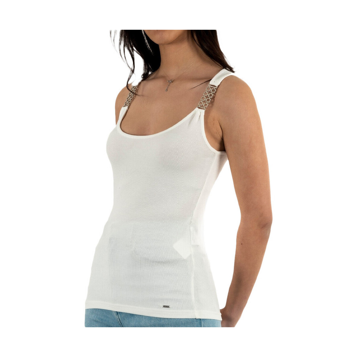 textil Mujer Camisetas sin mangas Morgan  Blanco