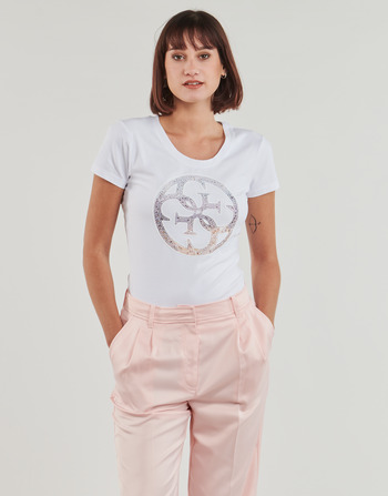 textil Mujer Camisetas manga corta Guess 4G LOGO Blanco