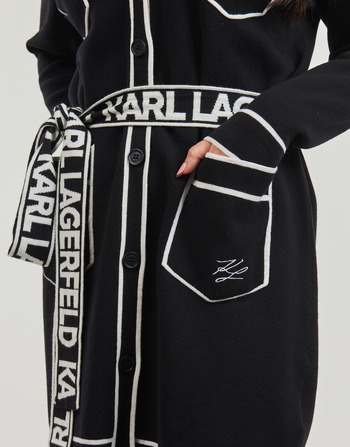 Karl Lagerfeld BRANDED BELTED CARDIGAN Negro / Blanco