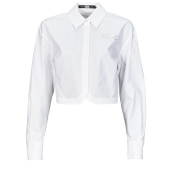 Karl Lagerfeld crop poplin shirt Blanco