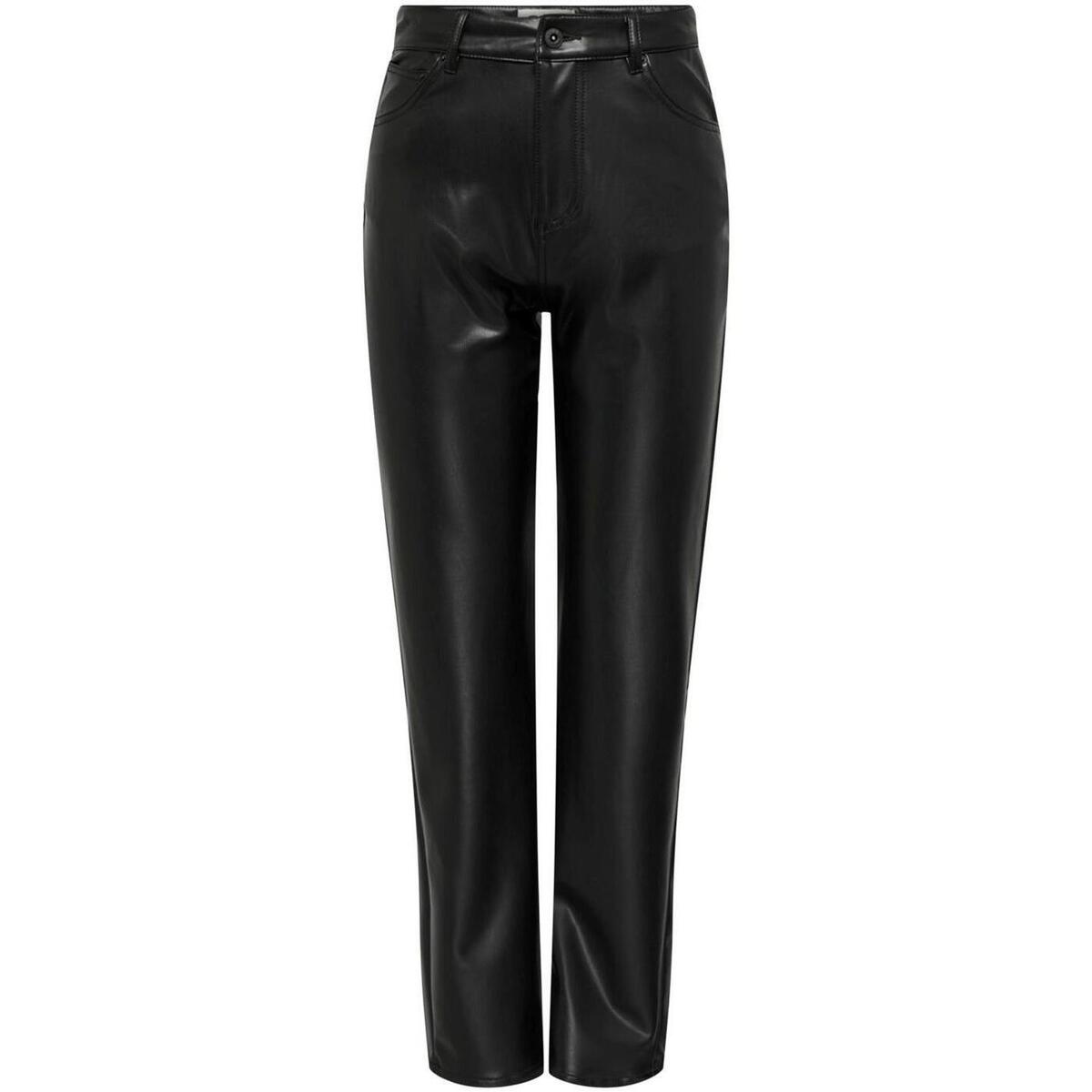 textil Mujer Pantalones Only ONLRIVER STAR HW STR FAUX LEAT PANT Negro
