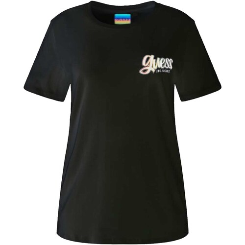 textil Mujer Tops y Camisetas Guess Ss Rainbow Cherry Easy Tee Negro