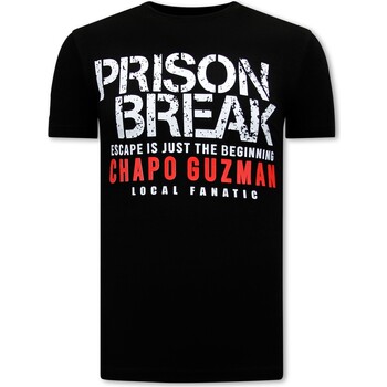 textil Hombre Camisetas manga corta Local Fanatic Camiseta Chapo Guzman Prison Break Negro
