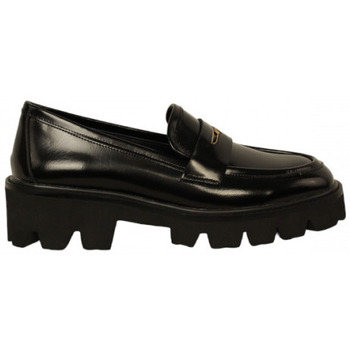 Zapatos Mujer Botas Noholita mocasin piso straligth en piel con aplique en antifaz Negro