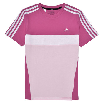 textil Niña Camisetas manga corta Adidas Sportswear J 3S TIB T Rosa / Blanco