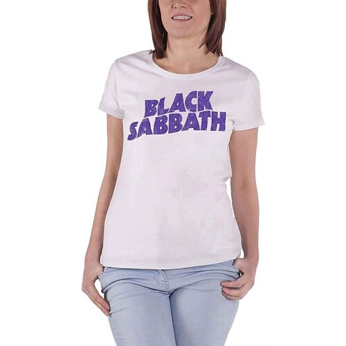 textil Mujer Camisetas manga larga Black Sabbath RO820 Blanco