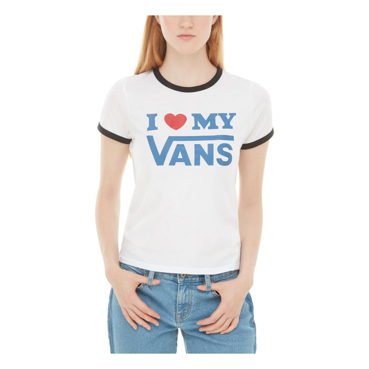 textil Mujer Tops y Camisetas Vans -LOVE RINGER VA3ULD Blanco