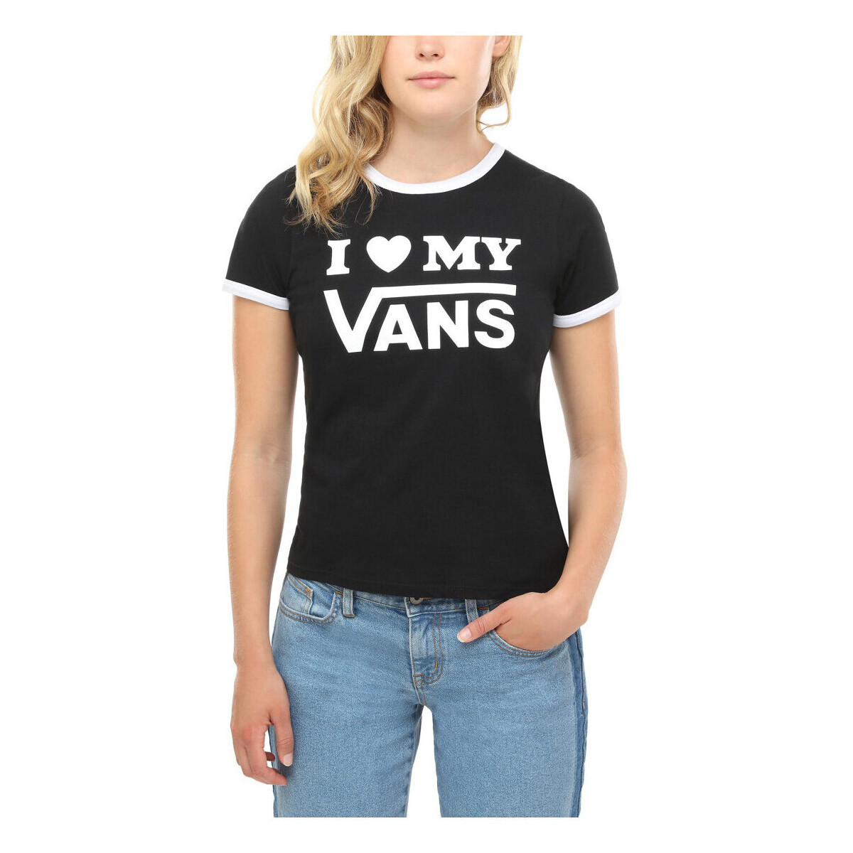 textil Mujer Tops y Camisetas Vans -LOVE RINGER VA3ULD Negro