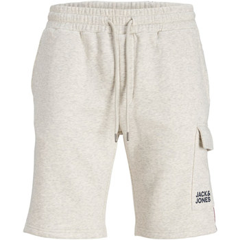 textil Hombre Shorts / Bermudas Jack & Jones 12225165 JPSTATLAS CARGO SWEAT SHORTS WHITE MELANGE Gris