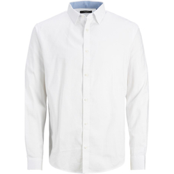 textil Hombre Camisas manga larga Jack & Jones 12248389 JPRBLABELFAST SHIRT L/S PS WHITE Blanco