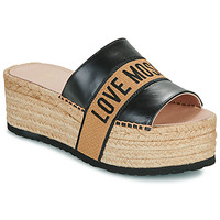 Zapatos Mujer Zuecos (Mules) Love Moschino MULE RIBBON Negro / Beige