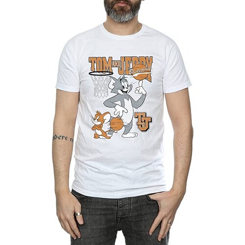 textil Hombre Camisetas manga larga Dessins Animés Spinning Basketball Blanco