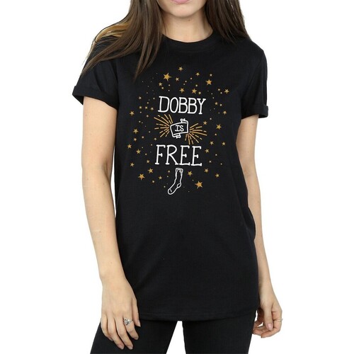 textil Mujer Camisetas manga larga Harry Potter Dobby Is Free Negro