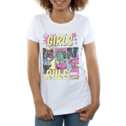 textil Niña Camisetas manga larga Marvel Girls Rule Blanco
