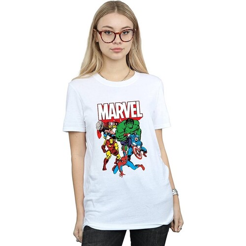 textil Mujer Camisetas manga larga Marvel Hero Group Blanco