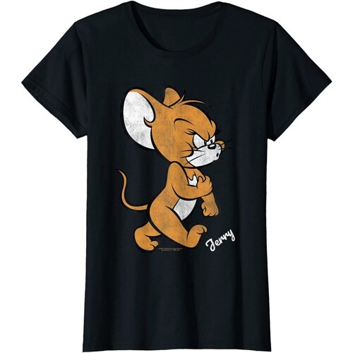 textil Mujer Camisetas manga larga Dessins Animés Angry Mouse Negro