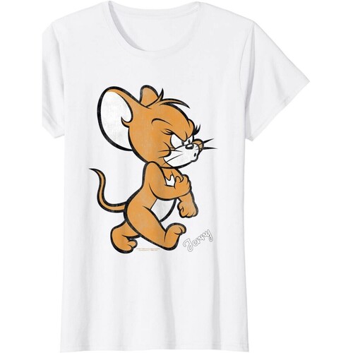 textil Mujer Camisetas manga larga Dessins Animés Angry Mouse Blanco