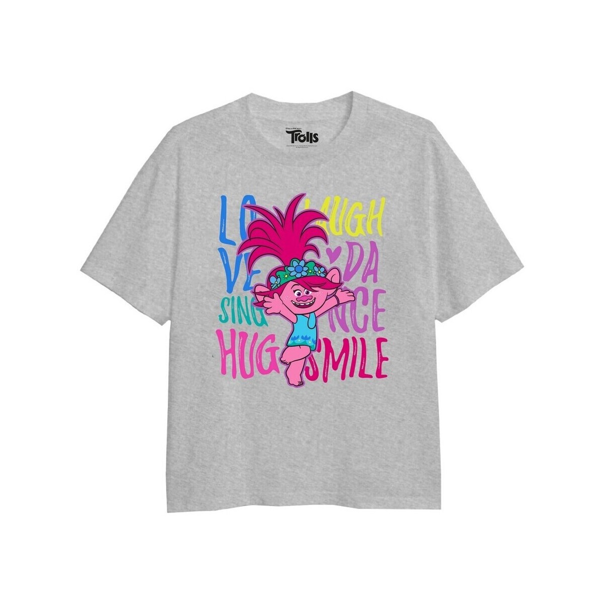 textil Niña Camisetas manga larga Trolls Love Laugh Sing Gris