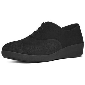 Zapatos Mujer Mocasín FitFlop F-POP TM OXFORD FOIL SUEDE/BLACK FOIL CHECK Negro