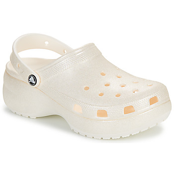 Zapatos Mujer Zuecos (Clogs) Crocs Classic Platform Glitter ClogW Beige / Glitter