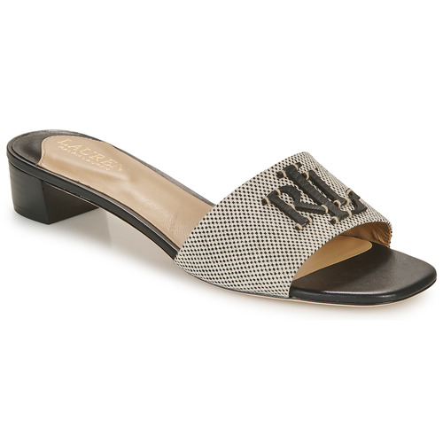 Zapatos Mujer Zuecos (Mules) Lauren Ralph Lauren FAY LOGO-SANDALS-FLAT SANDAL Negro / Beige