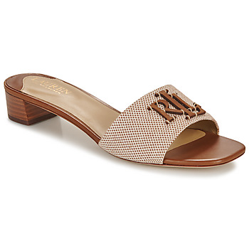 Zapatos Mujer Zuecos (Mules) Lauren Ralph Lauren FAY LOGO-SANDALS-FLAT SANDAL Cognac / Beige