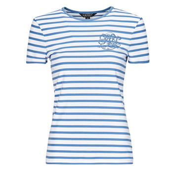 textil Mujer Camisetas manga corta Lauren Ralph Lauren ALLI-SHORT SLEEVE-T-SHIRT Blanco / Azul