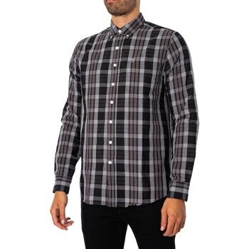 textil Hombre Camisas manga larga Farah Camisa A Cuadros Crawford Negro