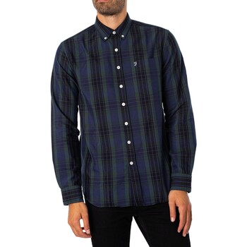 textil Hombre Camisas manga larga Farah Camisa A Cuadros Crawford Azul