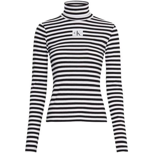 textil Mujer Tops y Camisetas Calvin Klein Jeans STRIPED ROLL NECK Negro