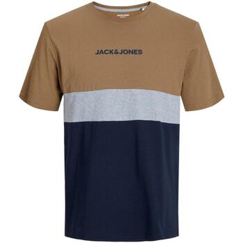 textil Hombre Camisetas manga corta Jack & Jones JJEIRED BLOCKING TEE SS Marrón