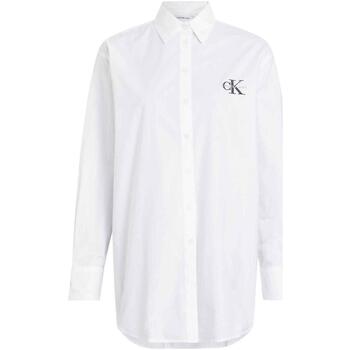 textil Mujer Tops y Camisetas Calvin Klein Jeans LOOSE MONOLOGO SHIRT Blanco
