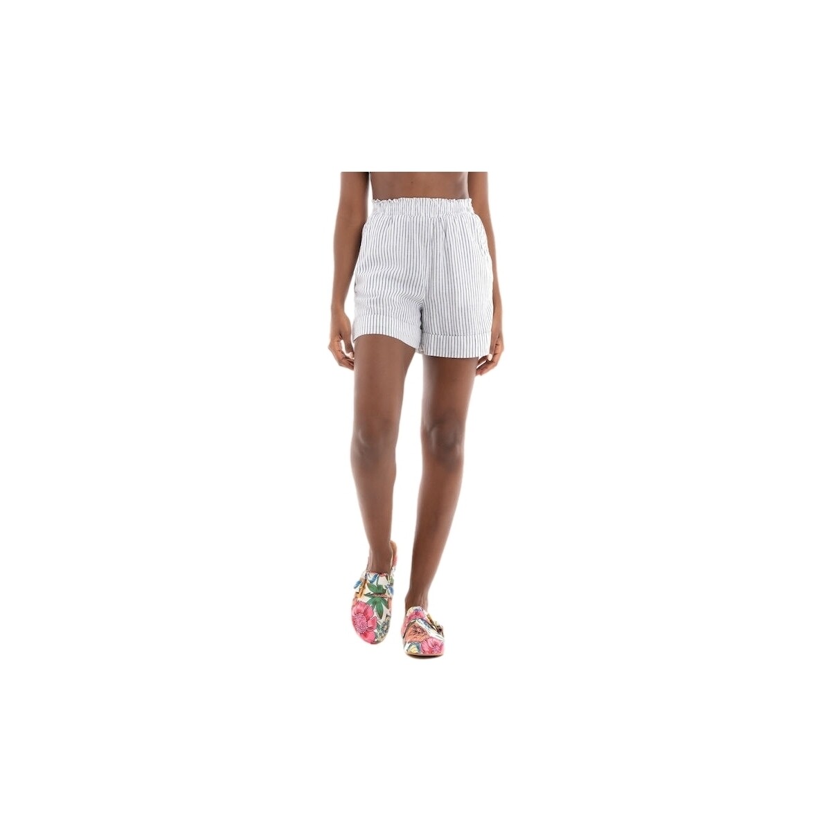 textil Mujer Shorts / Bermudas Only Shorts Linette Linen - White/Night Sky Blanco