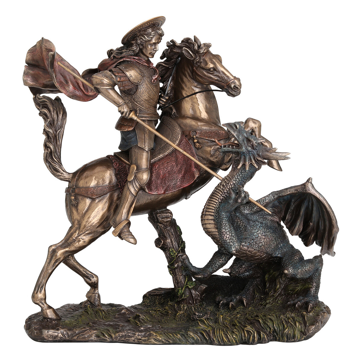 Casa Figuras decorativas Signes Grimalt San jorge a caballo y dragon Oro