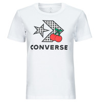 textil Mujer Camisetas manga corta Converse CHERRY STAR CHEVRON INFILL TEE WHITE Blanco