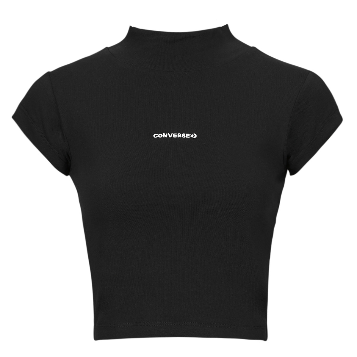textil Mujer Camisetas manga corta Converse WORDMARK TOP BLACK Negro