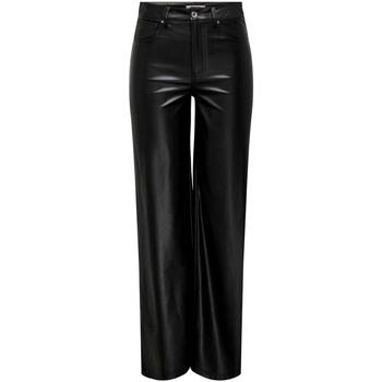 textil Mujer Pantalones Only ONLMADISON-MAX HW WIDE FAUX Negro