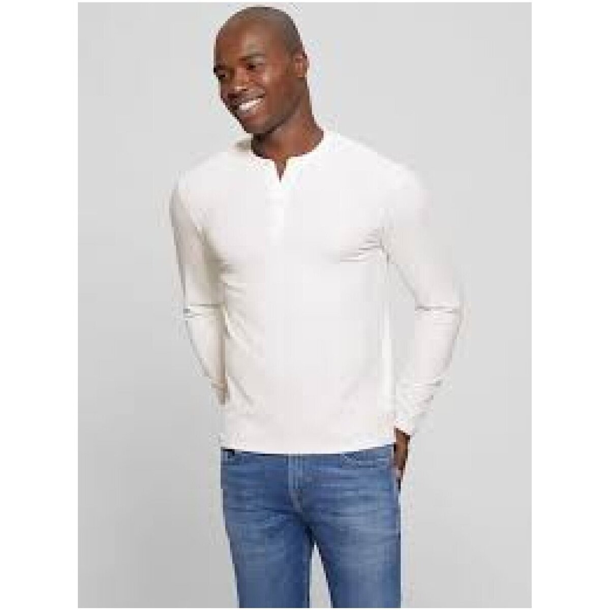 textil Hombre Camisetas manga larga Guess M3BP24 KBWH2 - Hombres Blanco